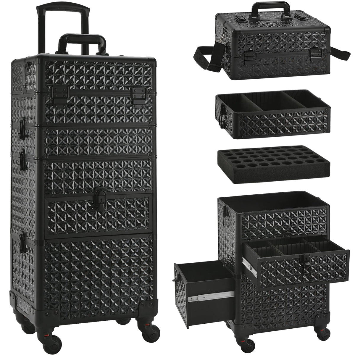 GALHUBIS makeup train case with modular design for easy customization and organization.
