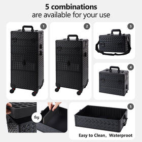 GALHUBIS top compartment with handle for portable on-the-go makeup.