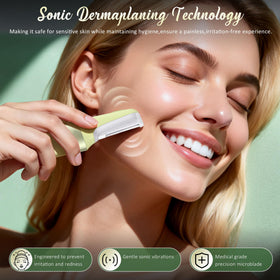 Step by step usage guide for the Galtxen dermaplane razor to smooth skin.