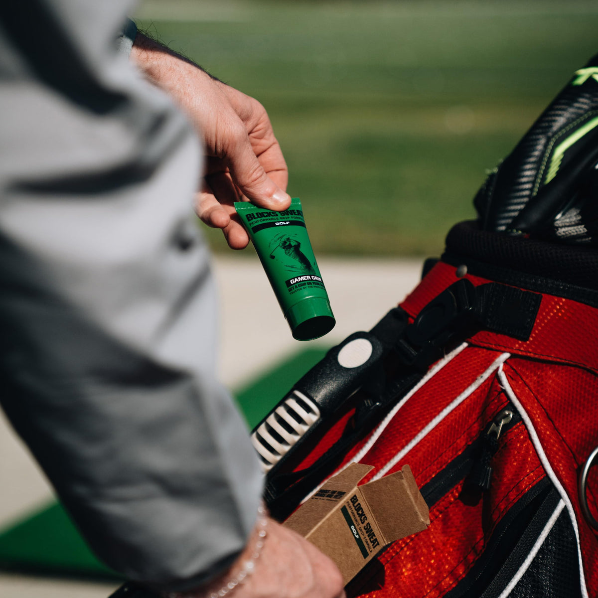 Gamer Grip Golf Cream compact 1oz bottle ready in pocket.