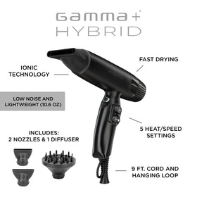 Gamma+ Hybrid ionic technology for smoother, shinier results and less frizz
