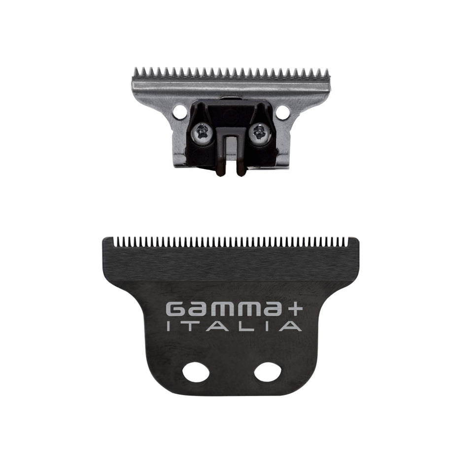 GAMMA+ replacement blade edge close-up with DLC coating for precise grooming