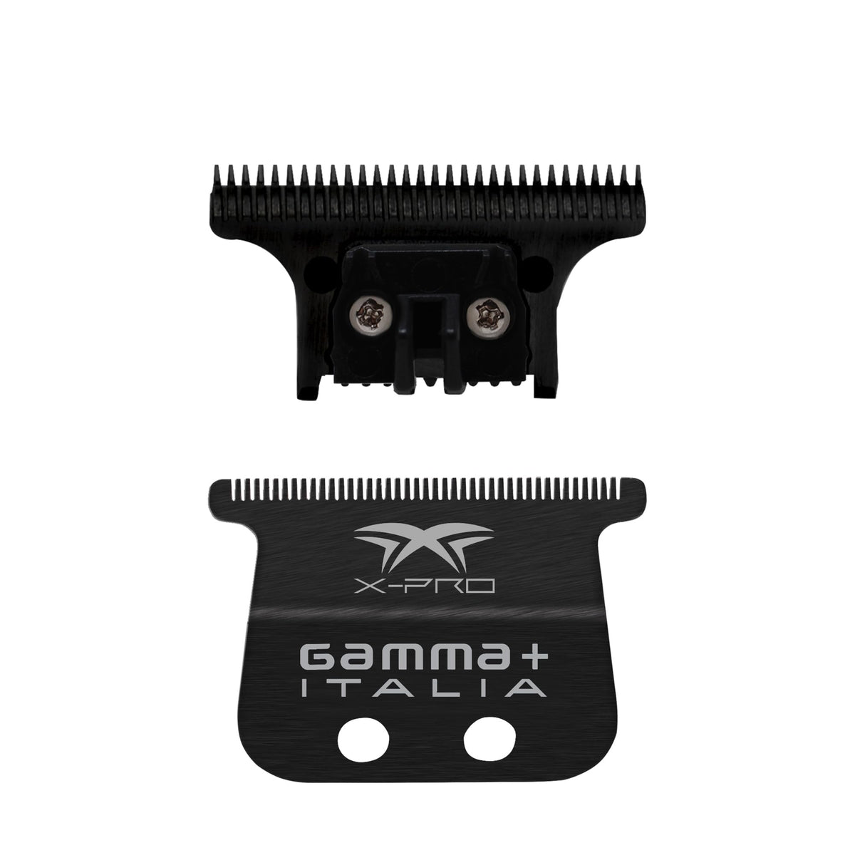 Gamma Plus X-Pro fixed blade close-up showing rust-resistant carbon blade for precise trims.