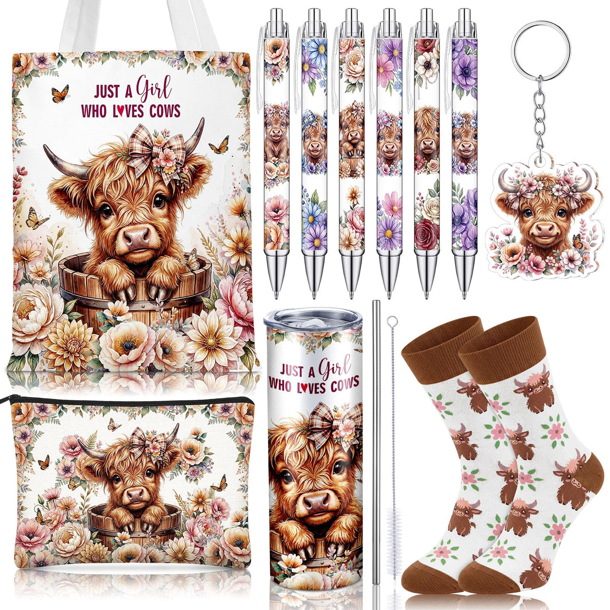 Gandeer Highland Cow 20oz tumbler with lid and straw for hot or cold drinks