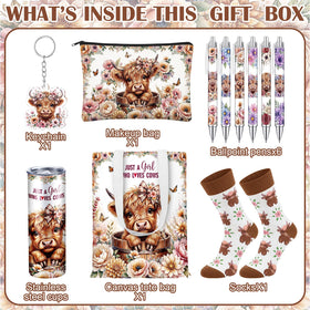 Gandeer Highland Cow makeup bag keeps cosmetics organized on the go
