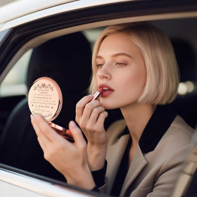 GAOLZIUY rose gold compact mirror close-up showing elegant finish
