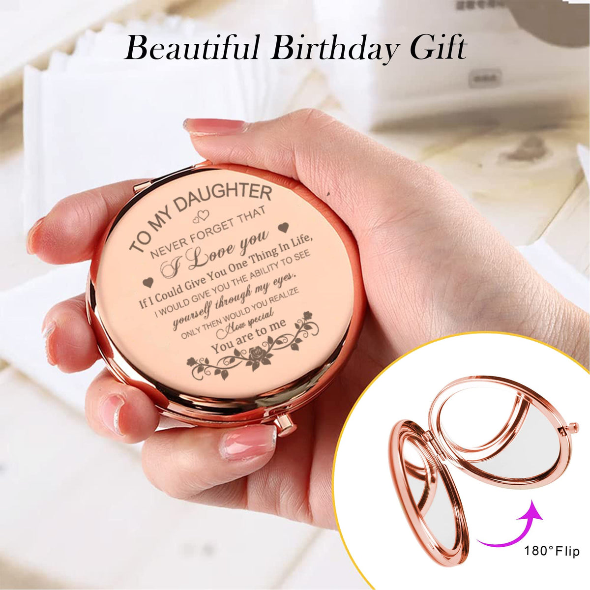GAOLZIUY rose gold gift-set with daughters compact mirror