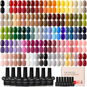GAOY 108 Pcs Gel Nail Polish Set color swatches for all seasons, inspiring DIY manicures.