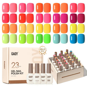 GAOY neon rainbow colors swatch for vibrant at-home nail art.