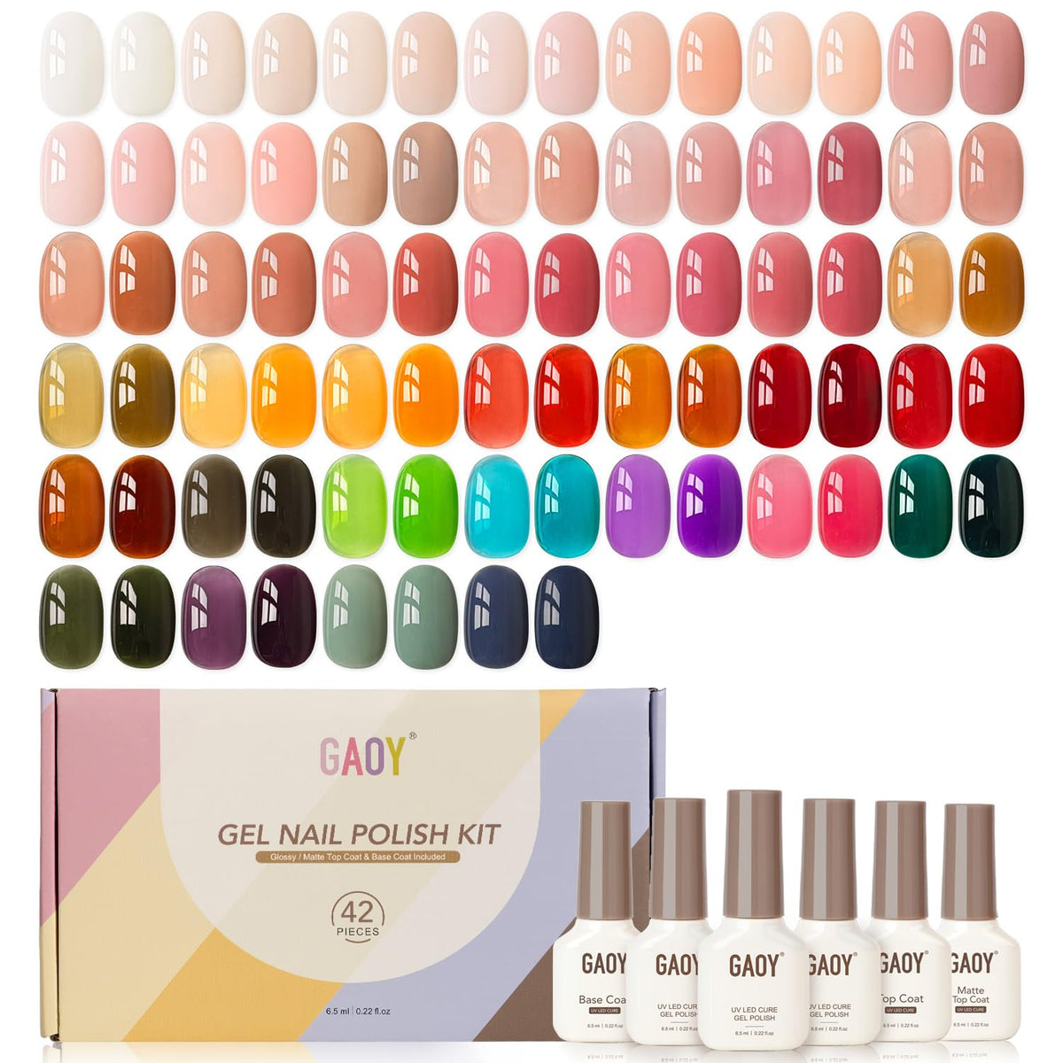 GAOY 39 shades palette showing a diverse gel polish collection for versatile at-home manicures