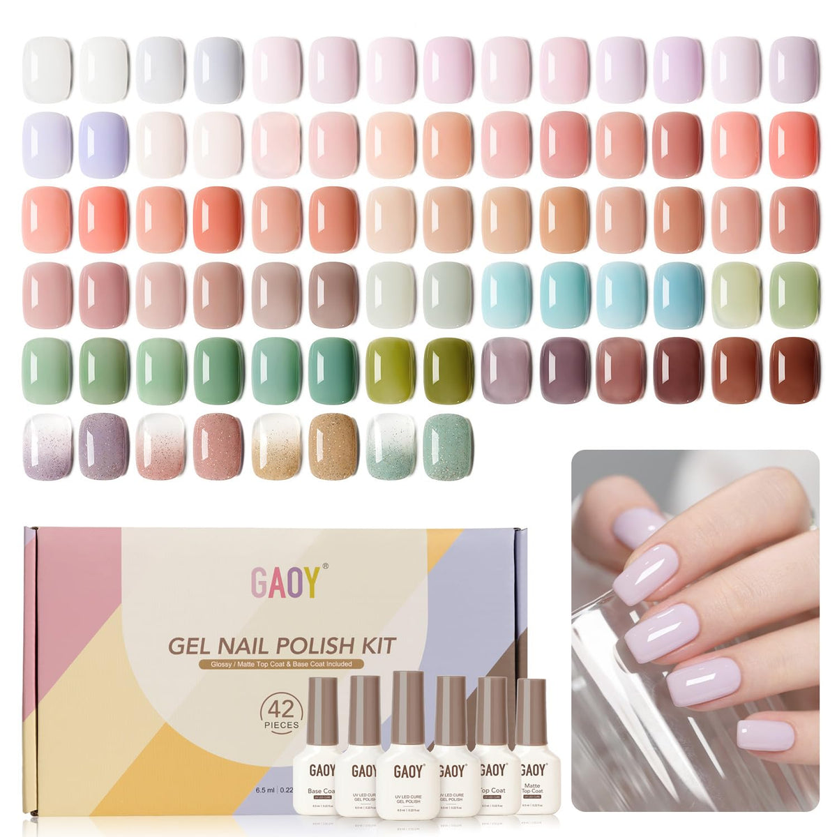 GAOY 42-pcs gel nail kit full set for versatile daily manicures