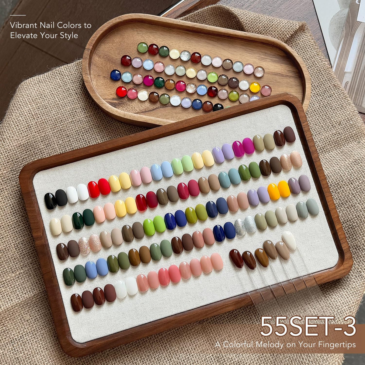 GAOY color palette close-up highlights 55 colors for creative DIY manicures at home