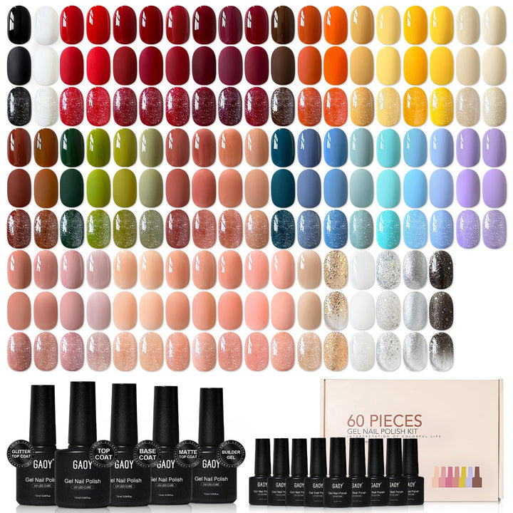 GAOY gel nail polish set 55 colors for all-season home nail art.