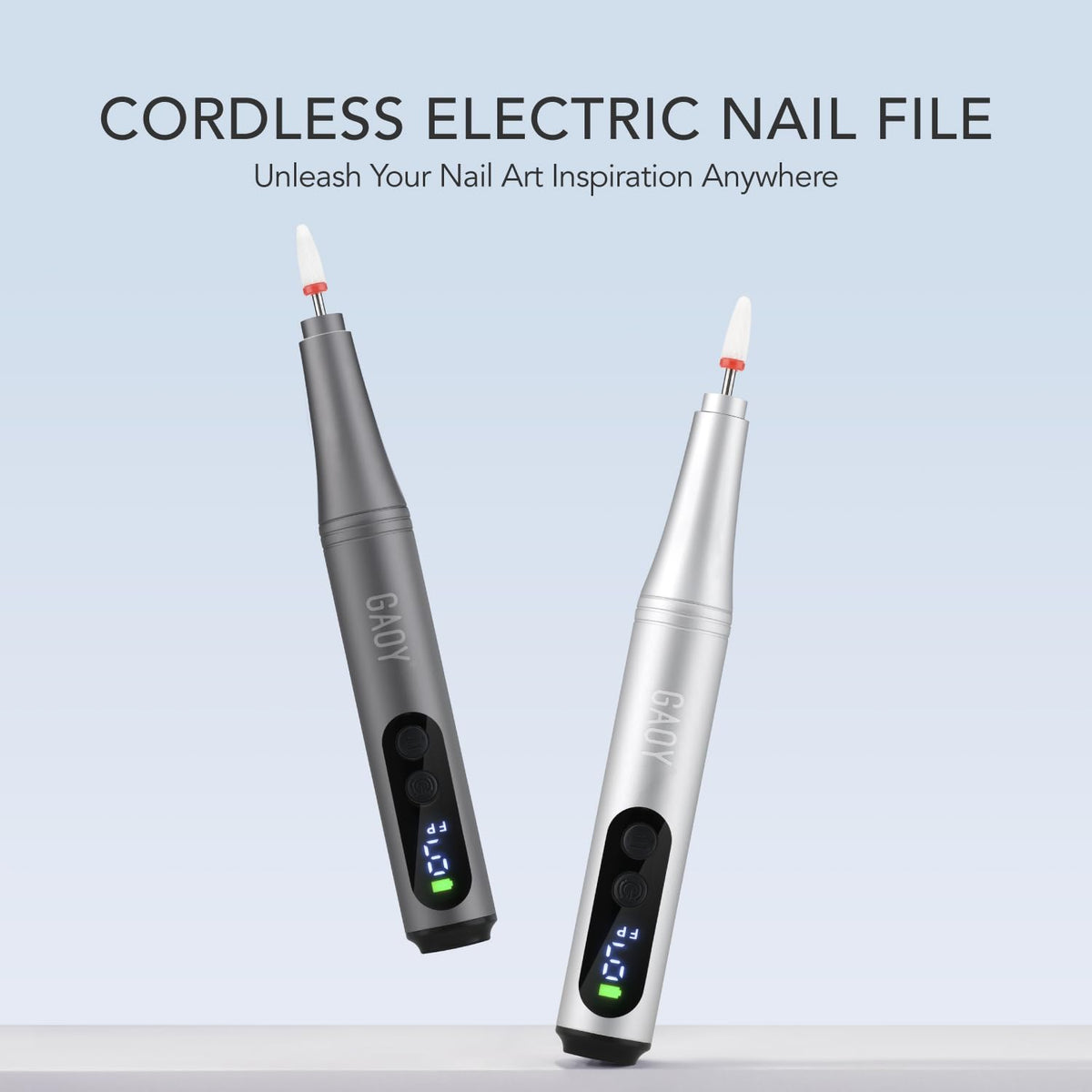 GAOY cordless nail file with sanding bands for gentle buffing and finishing