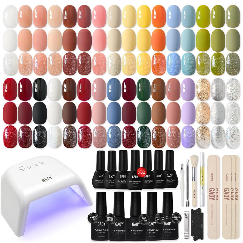 GAOY gel nail polish kit with UV lamp for at-home manicures