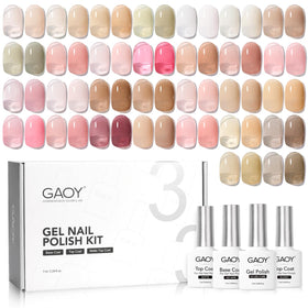 GAOY Jelly Gel Nail Polish Kit contents with colors for home nail art.