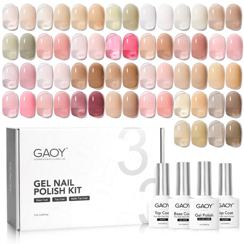 GAOY Jelly Gel Nail Polish Kit contents with colors for home nail art.