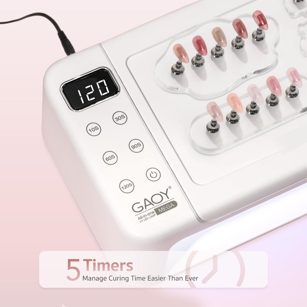 GAOY mega UV LED light delivers even cure across both hands