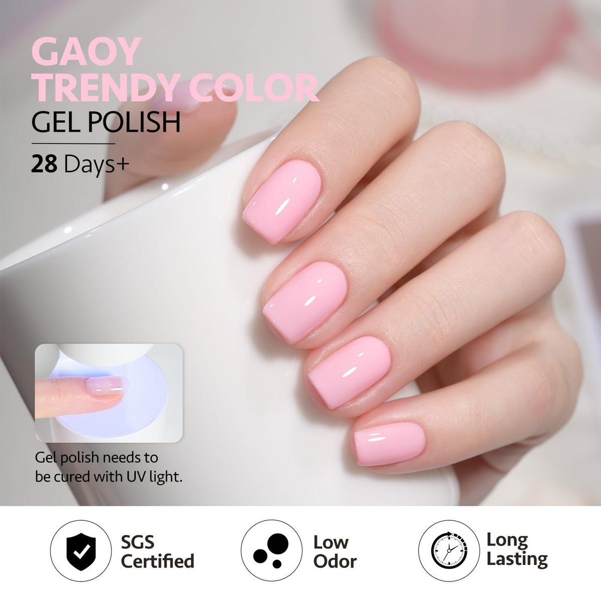 GAOY nail polish bottles close-up showing packaging and color variety