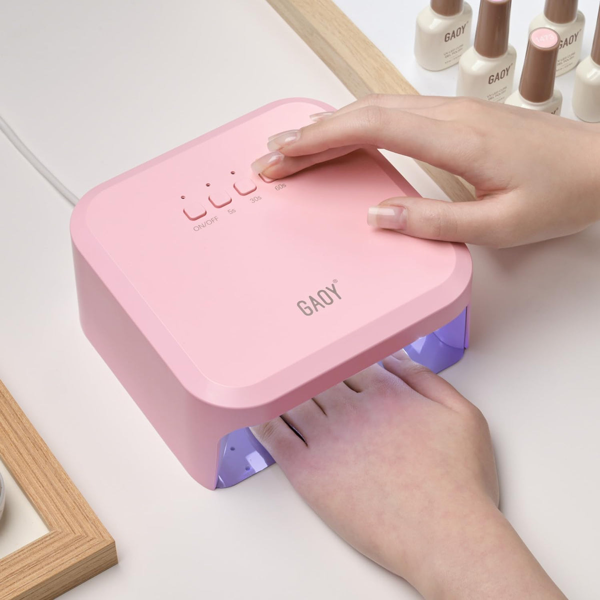 GAOY UV nail lamp pink front view for quick at-home gel curing