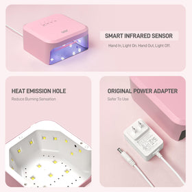 GAOY UV nail lamp pink packaging with power adapter and manual