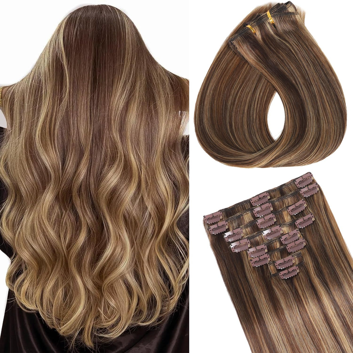 GAOYIFU clip-in extensions made from real human hair for natural volume.