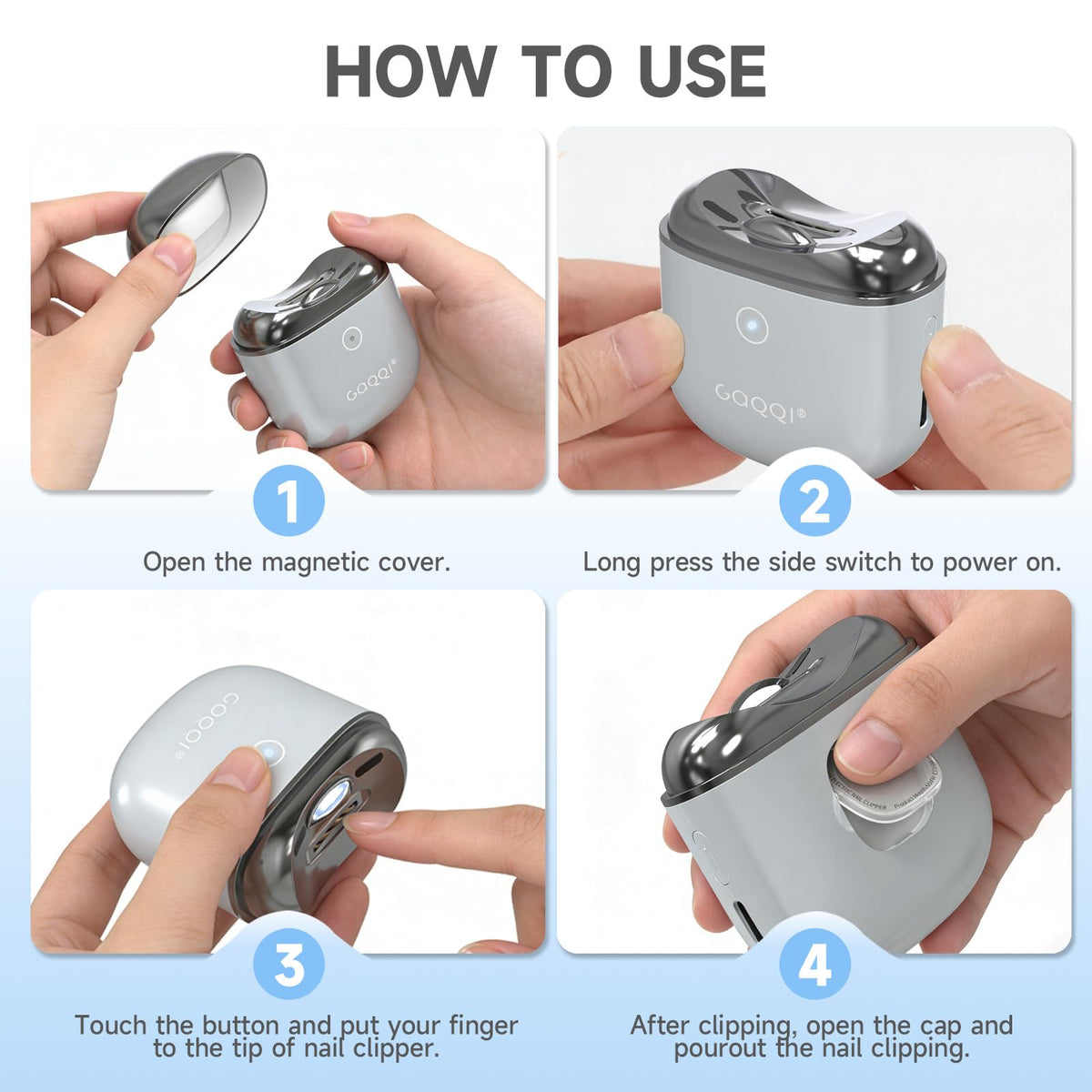 GAQQI two-speed nail clipper handles delicate and thicker nails efficiently.