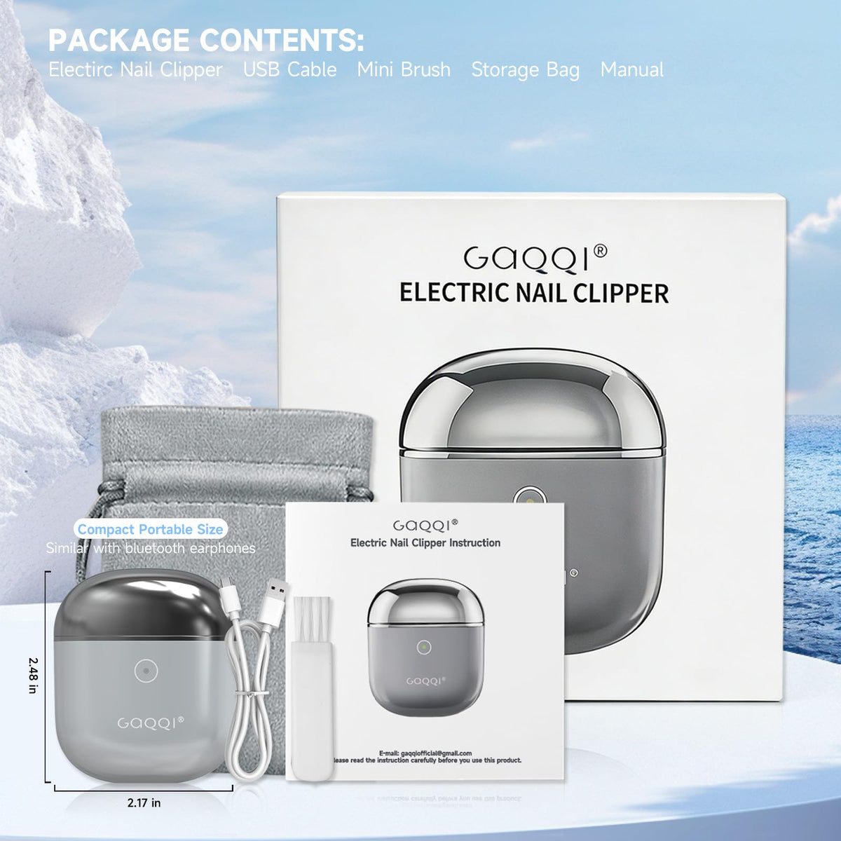 GAQQI nail clipper with Type-C charging for reliable power on the go.