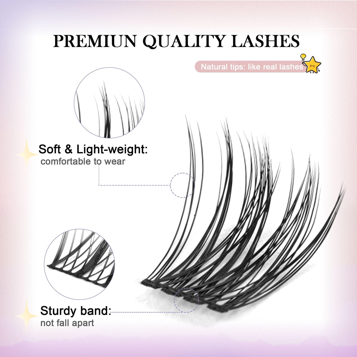 GAQQI GQ19 lash clusters closeup showing ultra-soft vegan faux mink