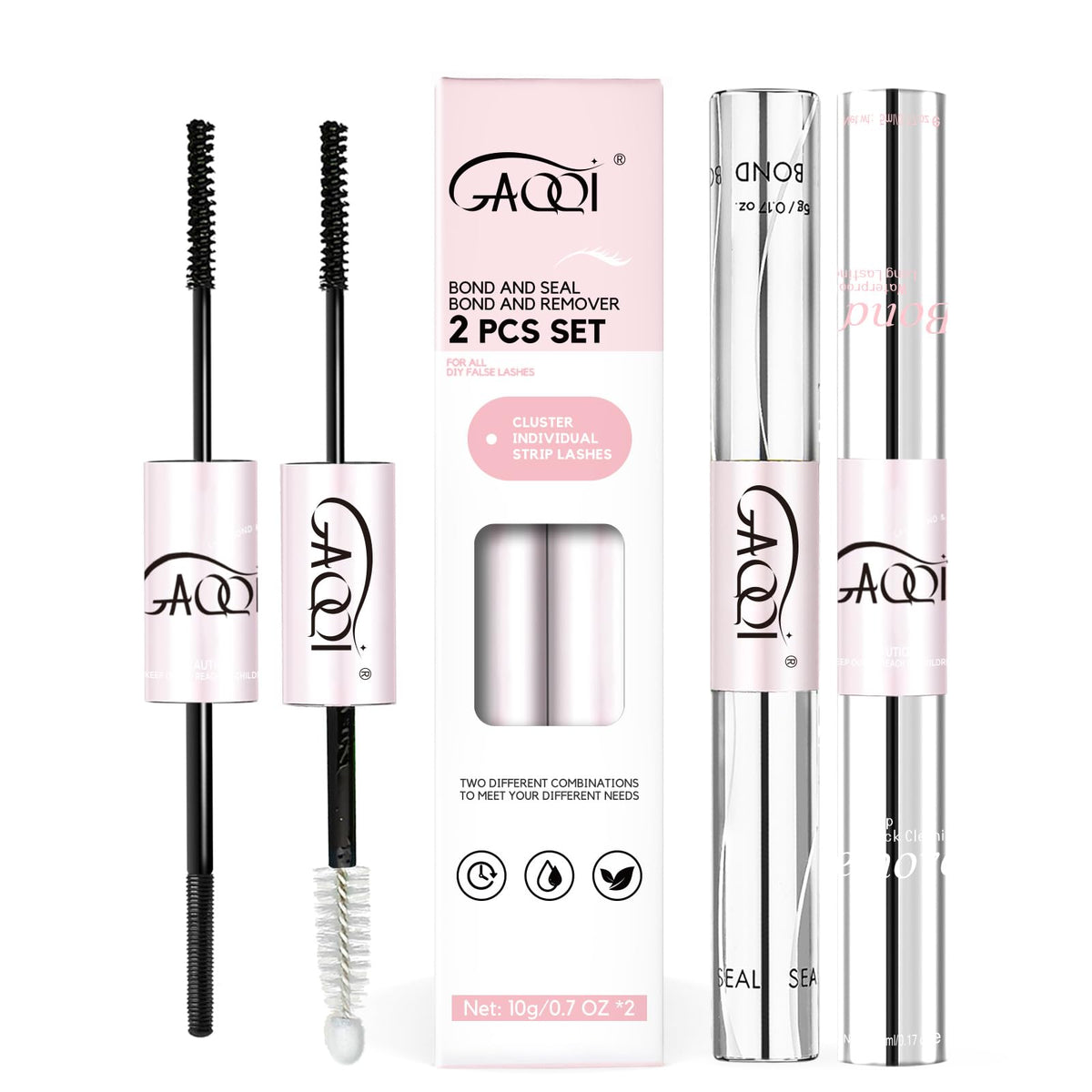 GAQQI Lash Bond and Seal dual-ended design enables quick bonding and sealing.