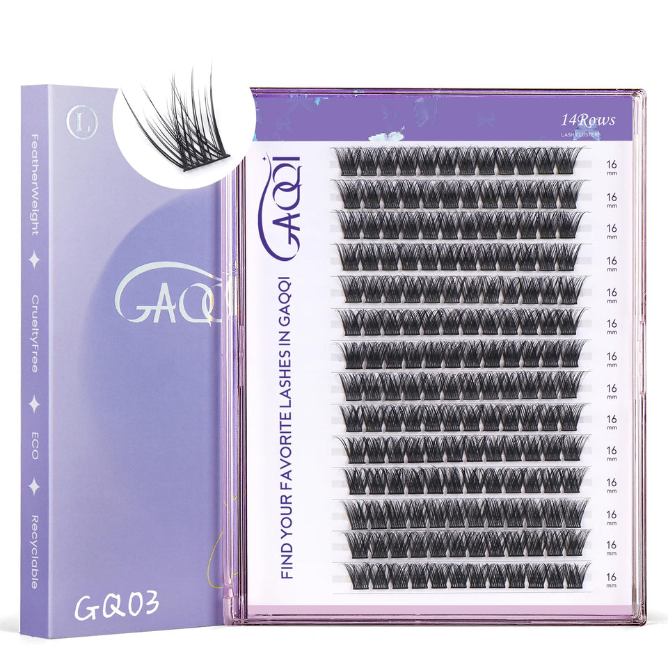 GAQQI GQ03 lash clusters 16mm for a natural open-eye look and comfort