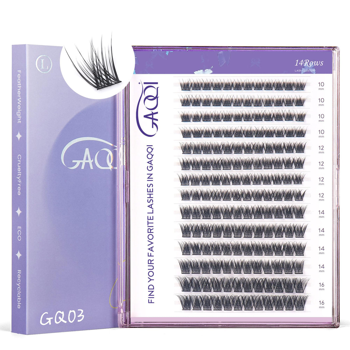 GAQQI GQ03 lash clusters C-curve 10-16mm for natural daily enhancement