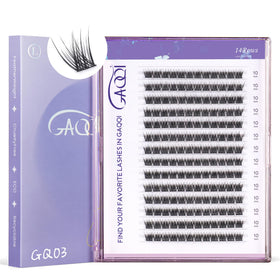 GAQQI GQ03 lash clusters, D-curve 10mm, for a natural, lifted eye look.