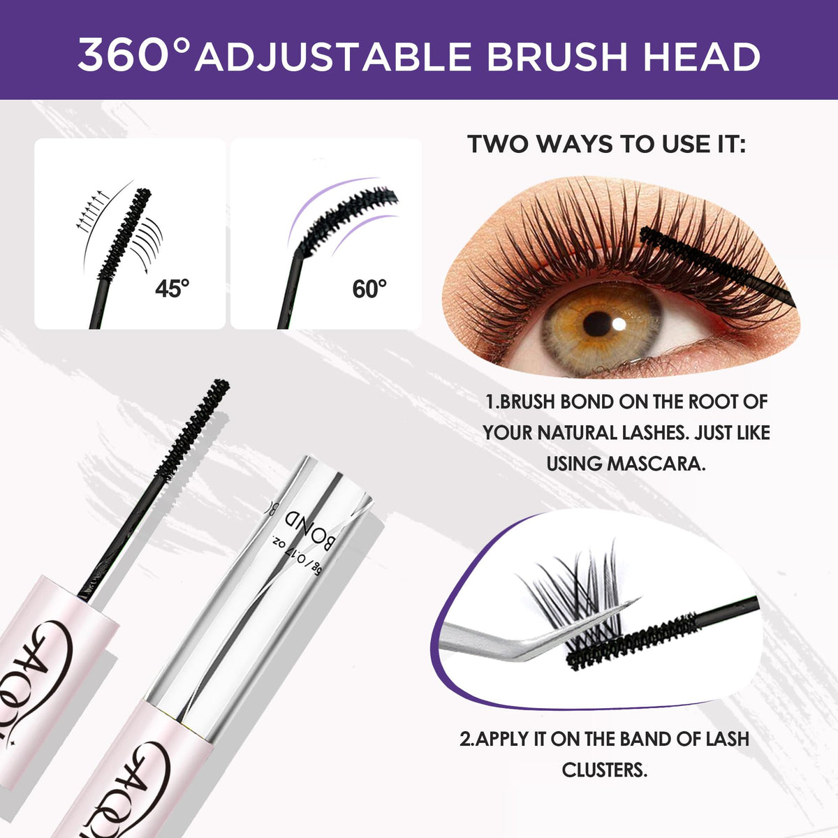 GAQQI Waterproof Lash Glue delivers up to 72 hours of wear.