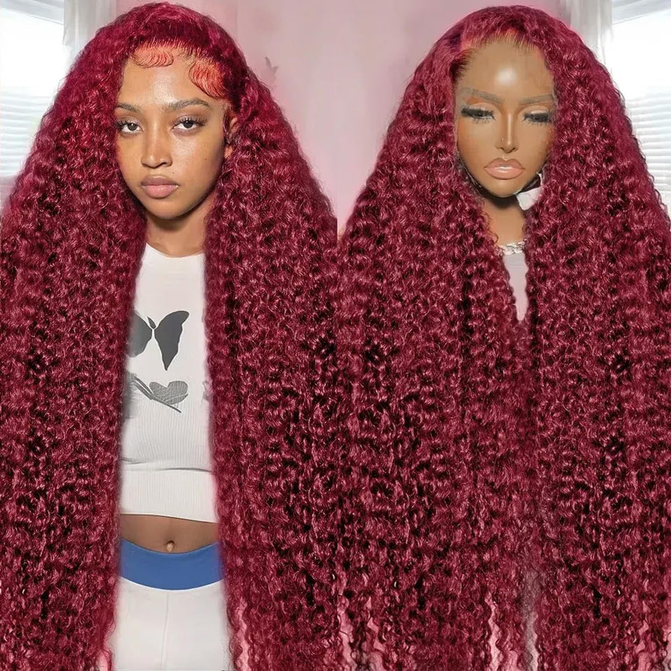 GARAXIS burgundy 30'' deep wave lace front wig with natural hairline
