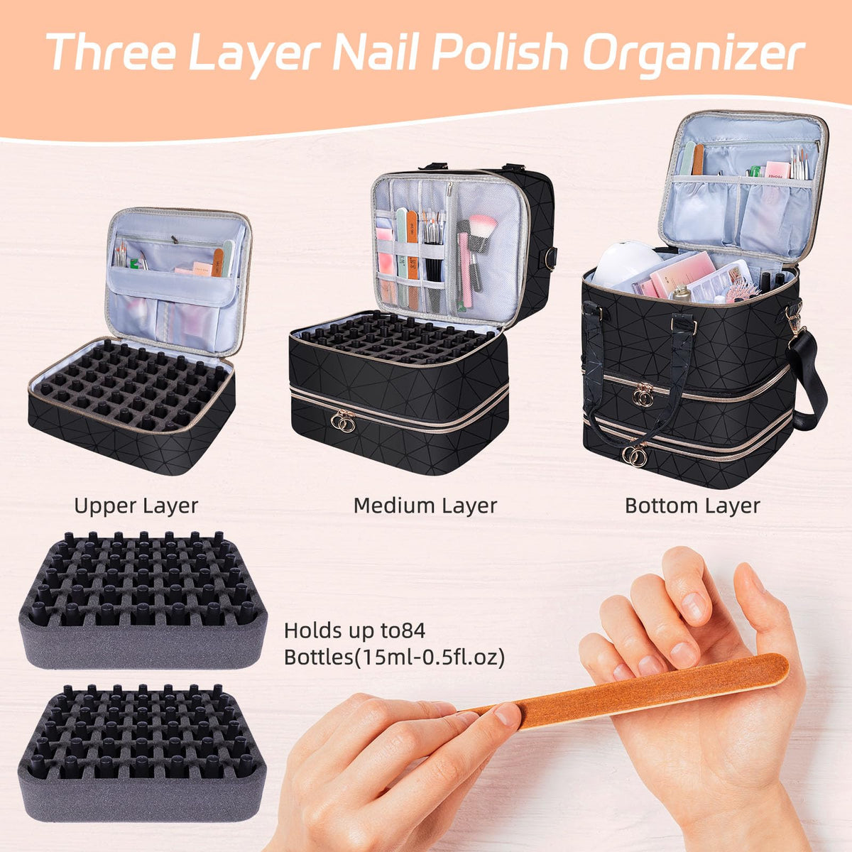GAResy waterproof leather surface protects polish bottles during travel