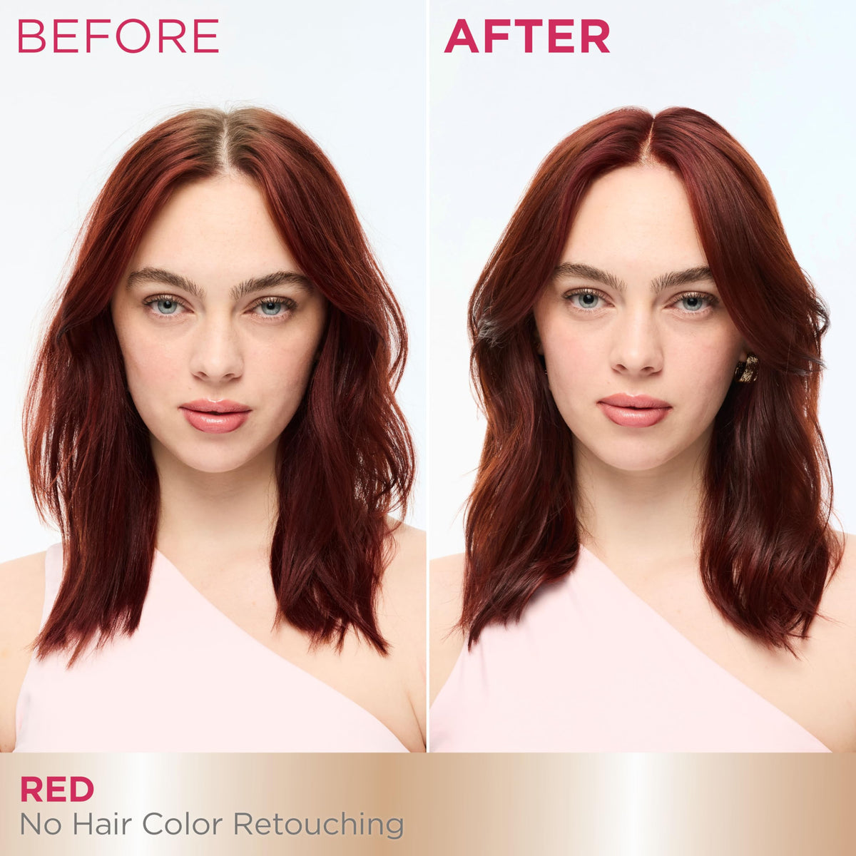 Garnier Color Retouch 6-6 Red applied to roots for refreshed color.