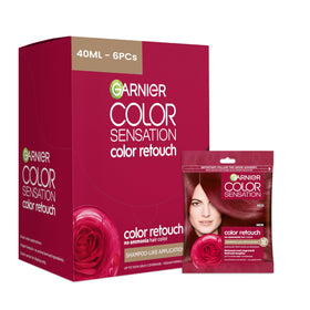 Garnier Color Retouch 6-6 Red packaging highlights easy home root touch-up.
