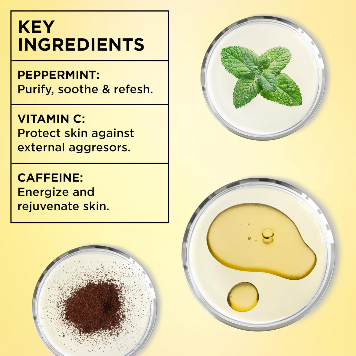Garnier eye roller application close-up showing mint and caffeine cooling effect