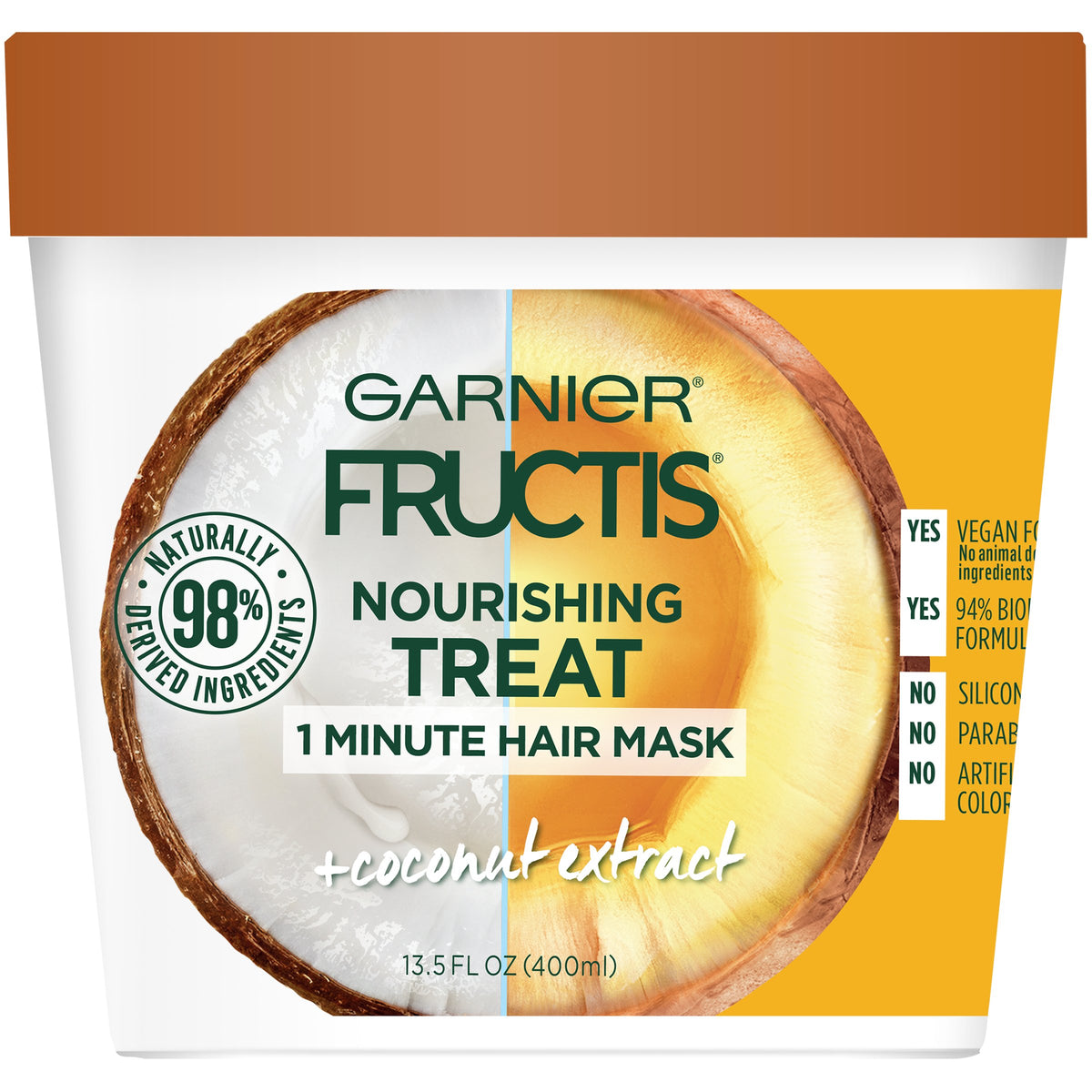 Garnier Fructis Coconut 1-Minute Hair Mask for deep conditioning and silky hair