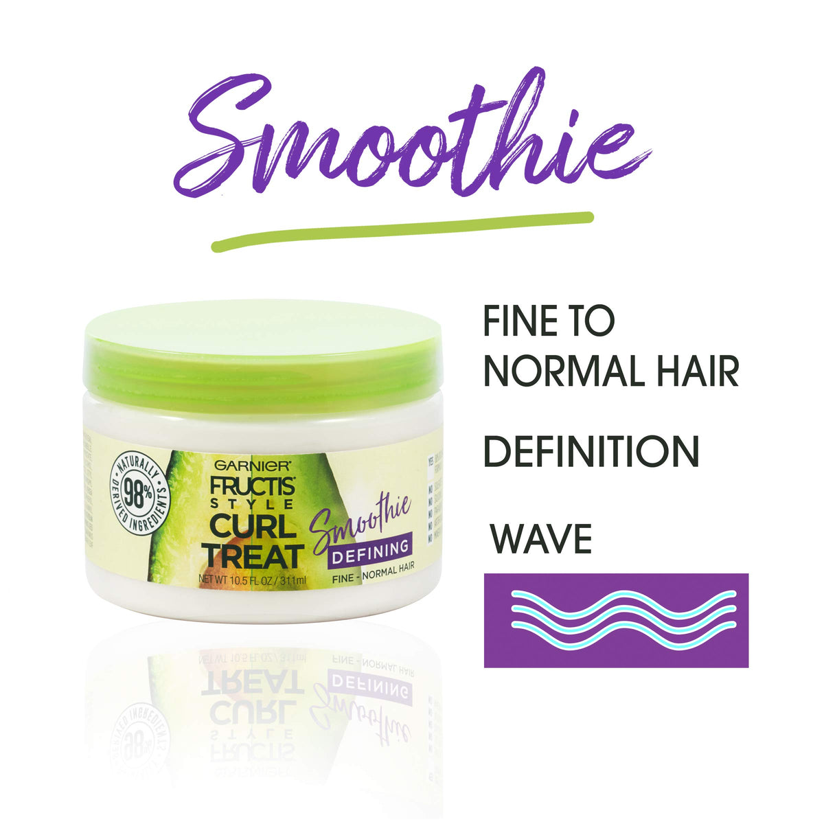 Close-up of the smoothie texture highlighting natural ingredients for frizz control
