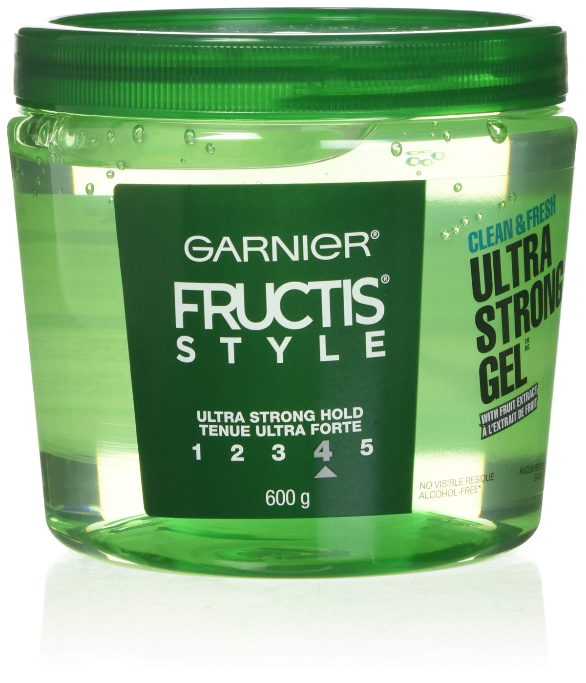 Garnier Fructis Ultra Strong Hold Gel bottle pour delivers long-lasting, residue-free styling