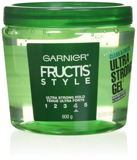 Garnier Fructis Ultra Strong Hold Gel bottle pour delivers long-lasting, residue-free styling