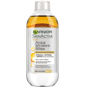 Garnier Micellar Water with Argan Oil bottle pour showing quick makeup removal