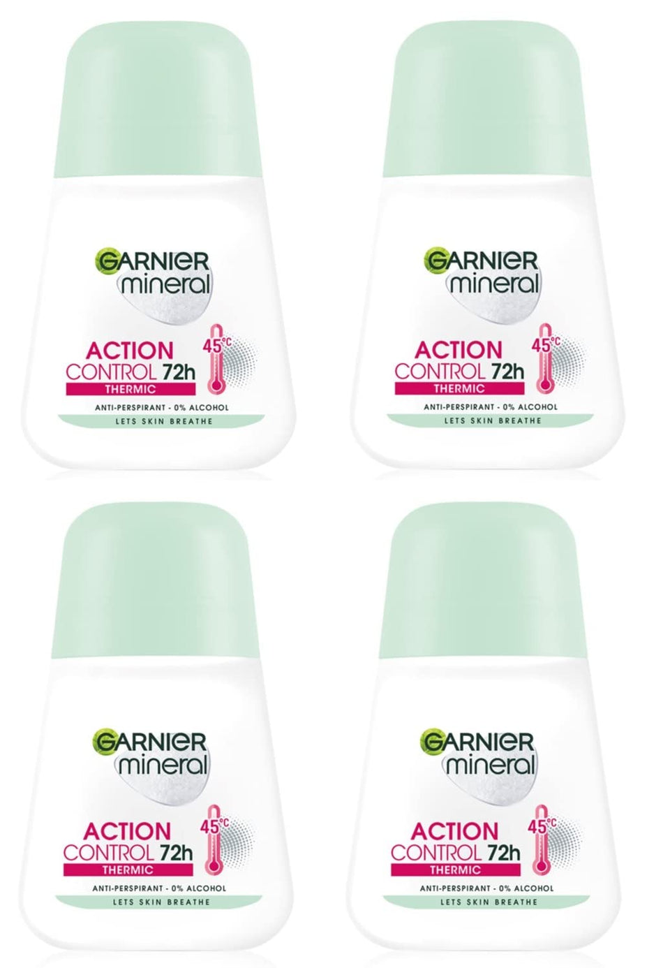 Garnier Mineral Action Control Thermic Roll-On for Women, front view bottle, keeps you dry all day