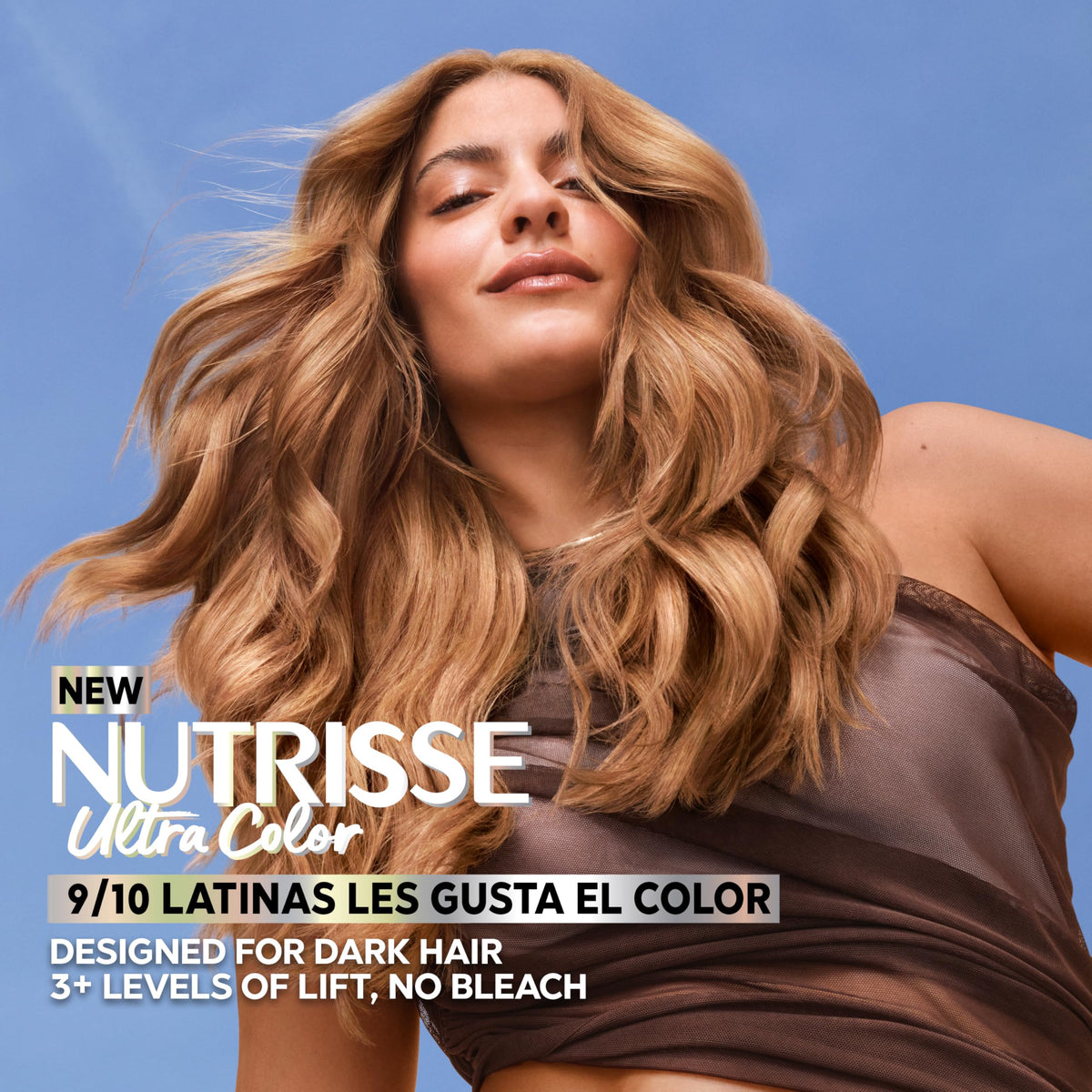 Garnier Nutrisse five-fruit oil ampoule nourishes hair during color processing.