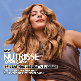 Garnier Nutrisse five-fruit oil ampoule nourishes hair during color processing.