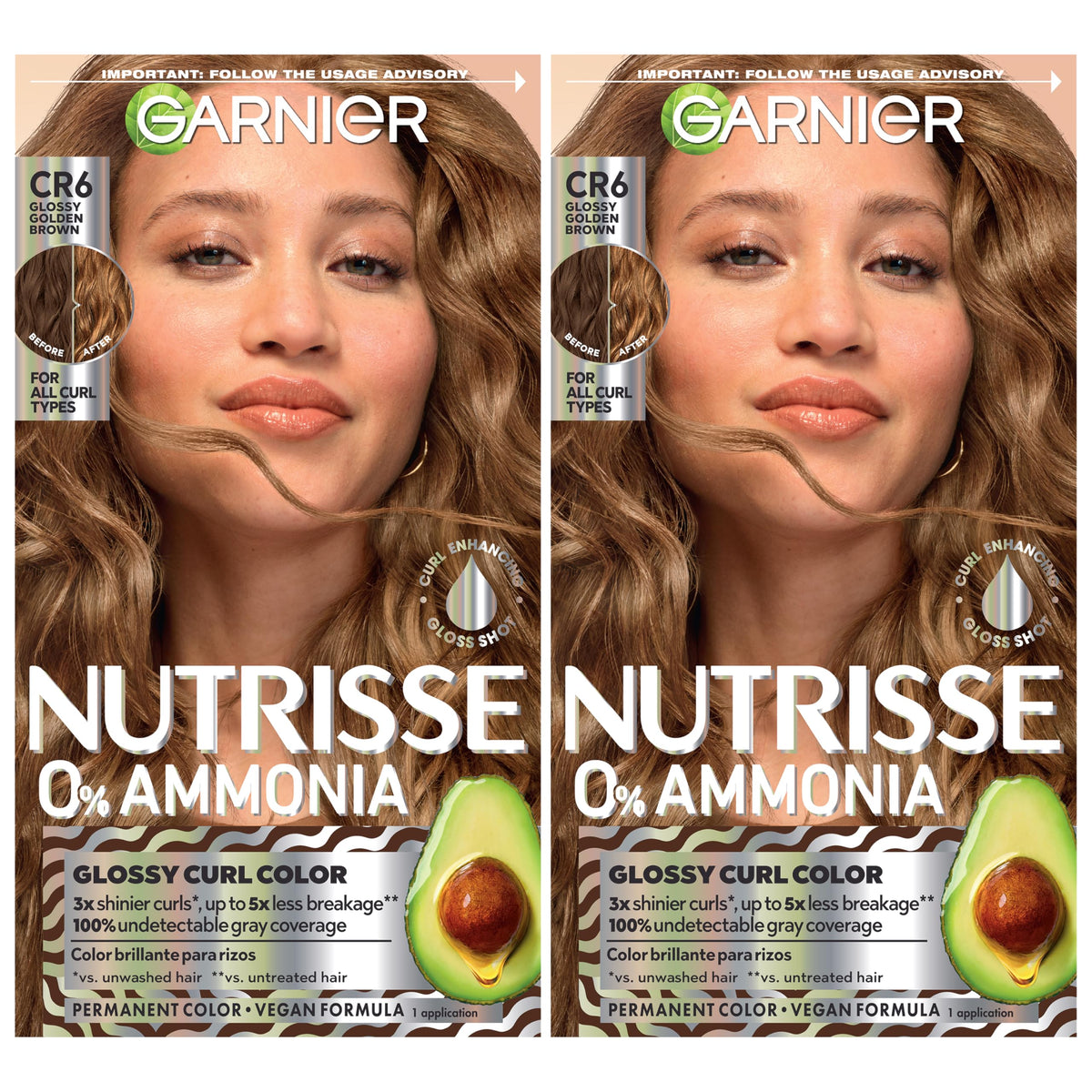 Garnier Nutrisse Glossy Curl Color bottle pour for easy saturation of curly hair