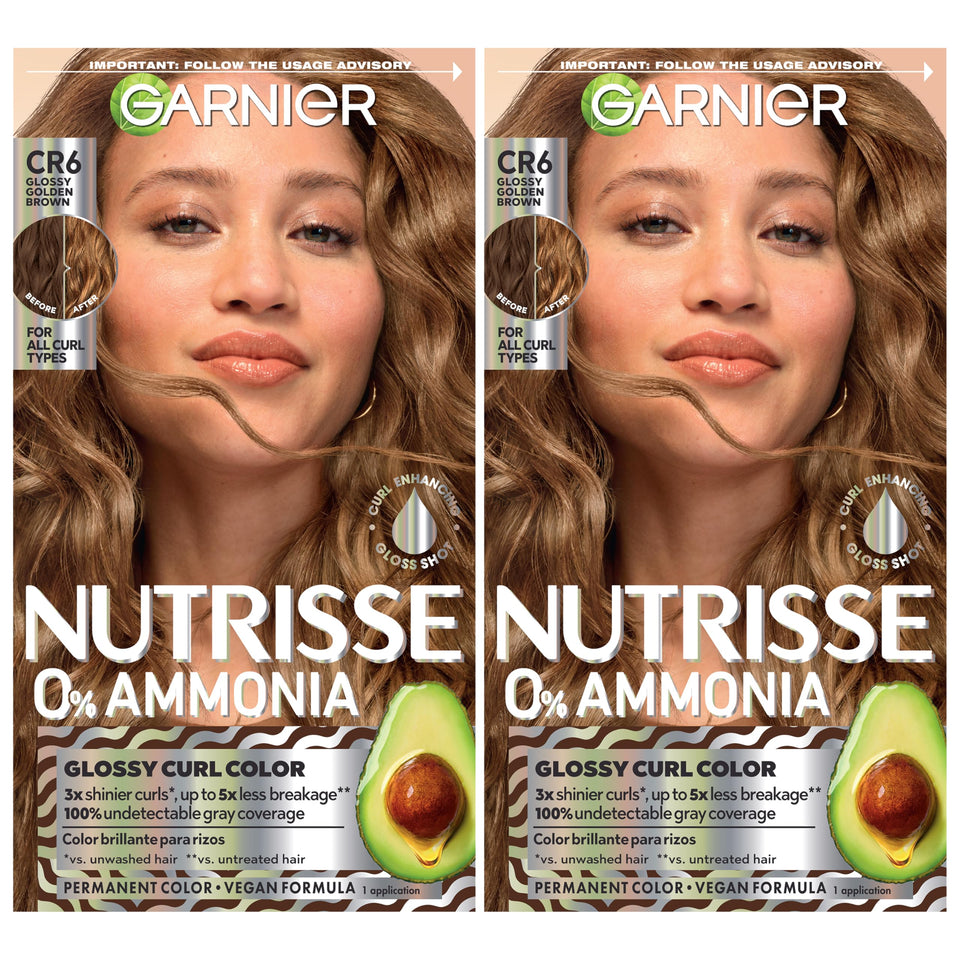 Garnier Nutrisse Glossy Curl Color bottle pour for easy saturation of curly hair