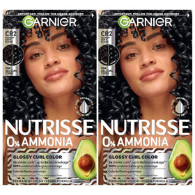 Garnier Nutrisse CR2 bottle showing curl-friendly formula for glossy color